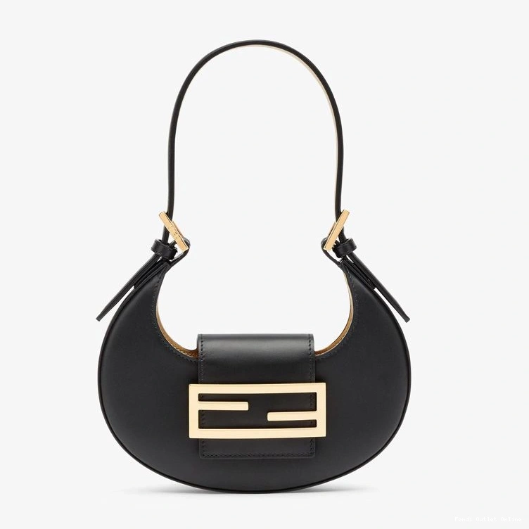 Affordable In Black Leather Fendi Calf Mini Hobo Bag Cookie 0825